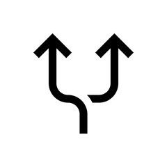 Poster - two way split arrow icon with curved paths pointing upwards indicating a choice or direction symbol 