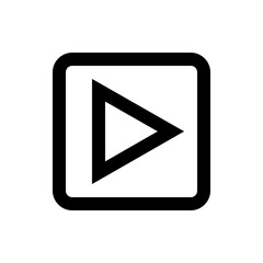 Poster - black outlined square containing a right facing triangle, isolated on a white background, simple ico