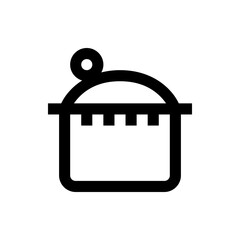 Poster - Illustration of a black outlined cooking pot with a rounded lid and a small loop on top against a white background