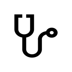 Poster - Illustration of a black stethoscope with earpieces and chest piece on a white background showing healthcare