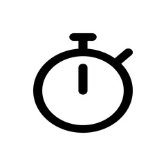 Poster - Illustration of a simple black and white stopwatch with a top button and a side arm indicating time measurement