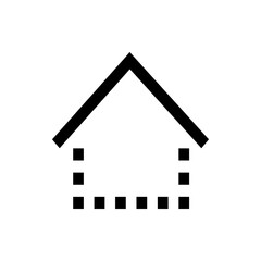 Poster - Simple house outline with roof and dotted line indicating walls in black and white minimalistic design