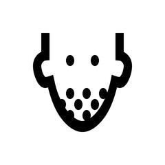Poster - Stylized face icon with dots representing beard and eyes in a minimalist black and white design style