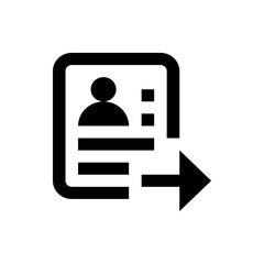 Poster - Black icon depicting a document with a person icon and an arrow pointing to the right side of the page