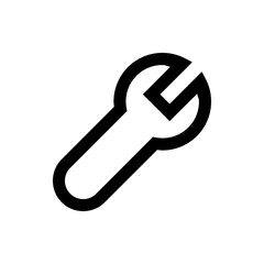 Poster - Illustration of a simple black and white wrench tool with a rounded handle and open ended head design