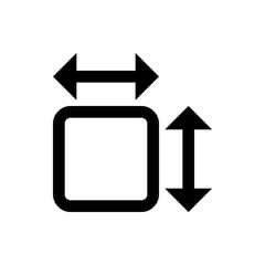 Poster - Illustration of a rounded square with a horizontal double arrow above and vertical double arrow to the right of it