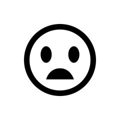 Poster - illustration of a sad face emoji with a round head and downturned mouth in black and white simple de