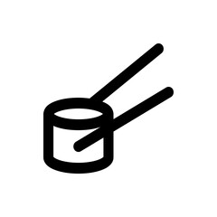Poster - Illustration of a black outlined drum with two drumsticks resting on top in a simple and clean style