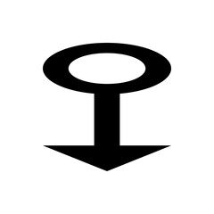Poster - Black downward arrow with circle on top and a vertical line connecting them on a white background view