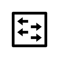 Aufkleber - black square outline containing four arrows pointing in opposite directions on a white background vi