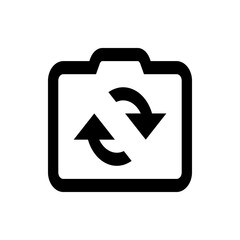 Aufkleber - Illustration of a camera icon with two circular arrows indicating a refresh or sync function present 100