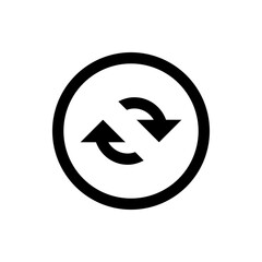 Aufkleber - Black circle containing two curved arrows pointing in opposite directions indicating a cycle or refresh process