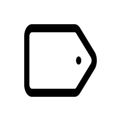 Poster - Illustration of a black outlined tag shape with rounded corners and a small circle inside on white background