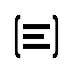 Poster - Three horizontal lines enclosed within a bracket like shape in a simple black and white graphic design icon