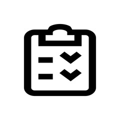 Poster - Illustration of a clipboard with two horizontal lines and two downward pointing arrows in black outline