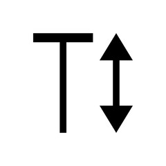 Poster - Illustration of an uppercase letter t next to an arrow pointing up and down on a white background plain