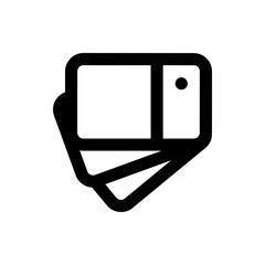 Poster - Illustration of a stack of rounded rectangle cards with a dot on the top card in black outline style