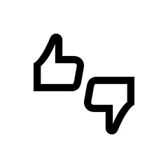 Poster - Illustration of a thumbs up and thumbs down icon in black outline on a white background design element