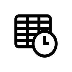 Poster - Illustration of a spreadsheet with grid lines and a clock overlayed indicating time management and scheduling