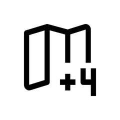 Poster - Illustration of a folder icon with a plus sign and the number four next to it in a simple black outline
