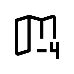 Fototapete - Illustration of a stylized folder icon with a minus sign and the number four in bold black outline