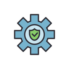 Poster - Gear With Shield Symbolizing System Security And Data Protection