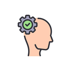 Poster - Conceptual Thinking With Gear And Check Mark Inside Human Head