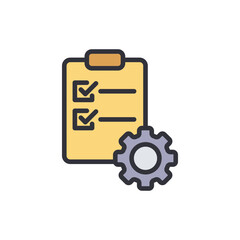 Poster - Workflow Optimization With Checklist And Cogwheel On Transparent Background