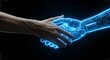 © inst - Humanity and AI Collaboration: A Futuristic Handshake Representing Technological Synergy and the Intertwining of Human and Artificial Intelligence in a Digital Age