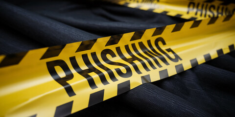 Poster - close-up of yellow and black caution tape with 