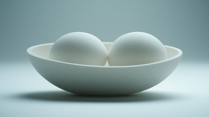 Leinwandbilder - Two white spheres in minimalist bowl clean design soft lighting smooth textures
