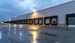 © Tuachan - Functional Cargo Warehouse Exterior with Pallet Jacks at Dusk