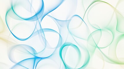 Fototapete - Blue and green ring-like curves in a light abstract composition with gentle gradients and flowing forms. Perfect for clean design projects.