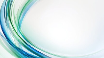 Leinwandbilder - Abstract background with blue and green curved ring shapes on soft white gradient, elegant minimal composition with smooth lines and soft light, high-resolution illustration..