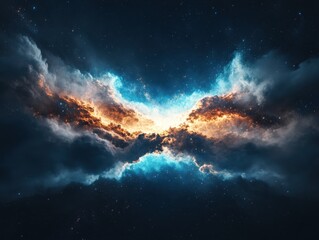 Poster - Celestial explosion of color outer space digital artwork cosmic environment wide-angle view energy and creation