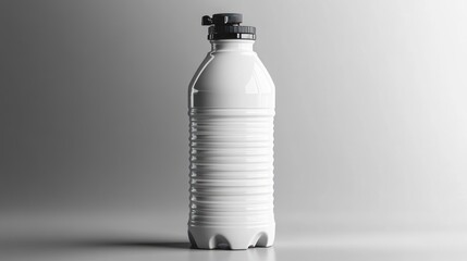 Leinwandbilder - White plastic bottle mockup with black cap clean design neutral background