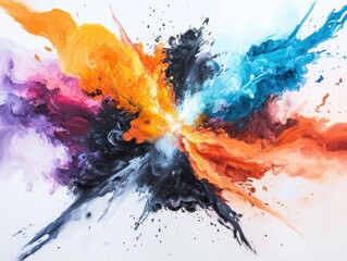 Poster - Dynamic color explosion abstract art piece modern gallery digital artwork creative environment artistic viewpoint