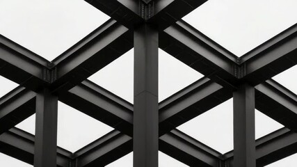 Poster - geometric patterns of black architectural framework against a bright sky in monochrome design aesthe