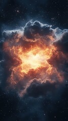 Poster - Celestial explosion in space cosmic event digital artwork dark universe dramatic viewpoint cosmic phenomenon