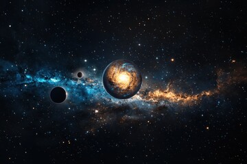 Poster - Exploring cosmic wonders space imagery of galaxies and planets in a deep universe view