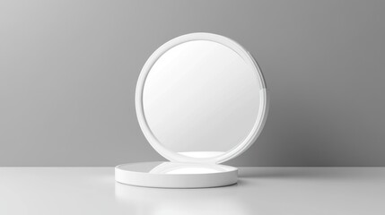 Leinwandbilder - White circular mirror on platform minimalist product mockup clean design