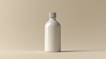 Leinwandbilder - White cylindrical bottle mockup beige background clean design