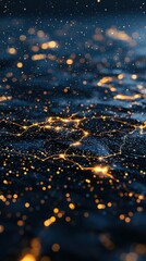 Poster - Illuminated abstract patterns digital space visual artwork nighttime aerial view technology concept