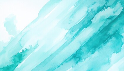 Poster - Abstract Watercolor Painting With Diagonal Turquoise Stripes