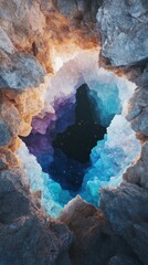 Poster - Exploring cosmic depths cavernous space digital art mystical environment aerial view celestial concept