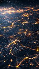 Poster - Dynamic network visualization of digital connections abstract environment high-tech concept nighttime view