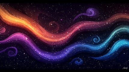 Poster - Cosmic waves of color digital art abstract space vibrant night sky creative viewpoint artistic concept
