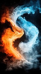 Poster - Dynamic fire and ice elements digital art abstract background colorful contrast creative design