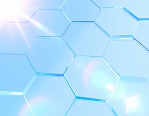 Poster - Abstract Light Blue Geometric Hexagon Pattern Background