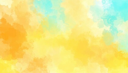 Poster - Abstract Watercolor Background With Soft Yellow Orange And Turquoise Colors